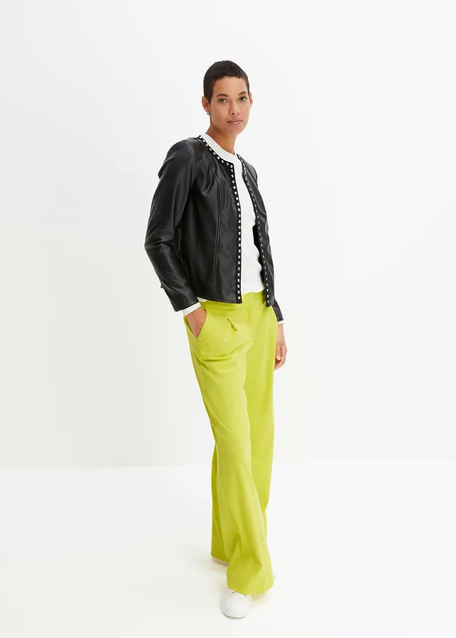 Blazer enduit à rivets, Couleur: noir