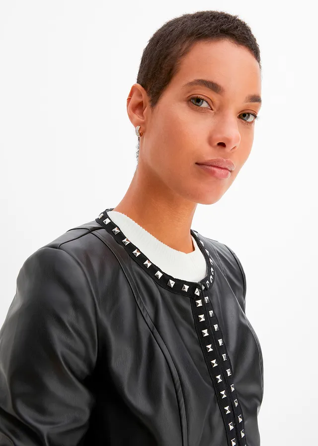 Imitatieleren blazer met studs • zwart • product-page.page-title-suffix