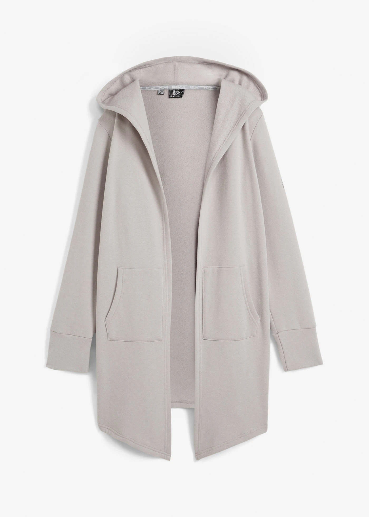 Jachetă casual lungă din material cu bumbac • gri deschis • magazin bonprix