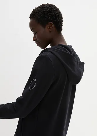 Lang sweatvest in een katoenmix • zwart • bonprix online shop