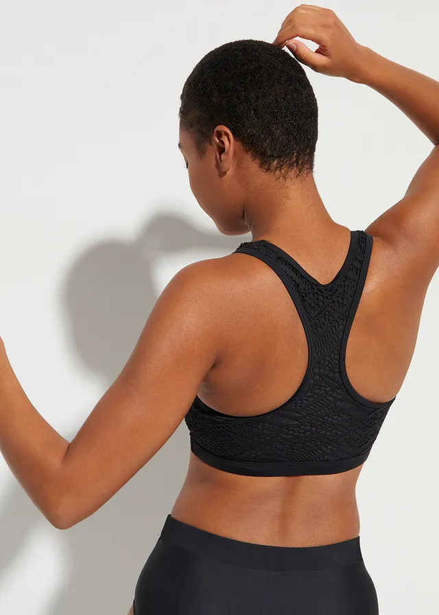 Bralette bikinitop van kant, Kleur: zwart