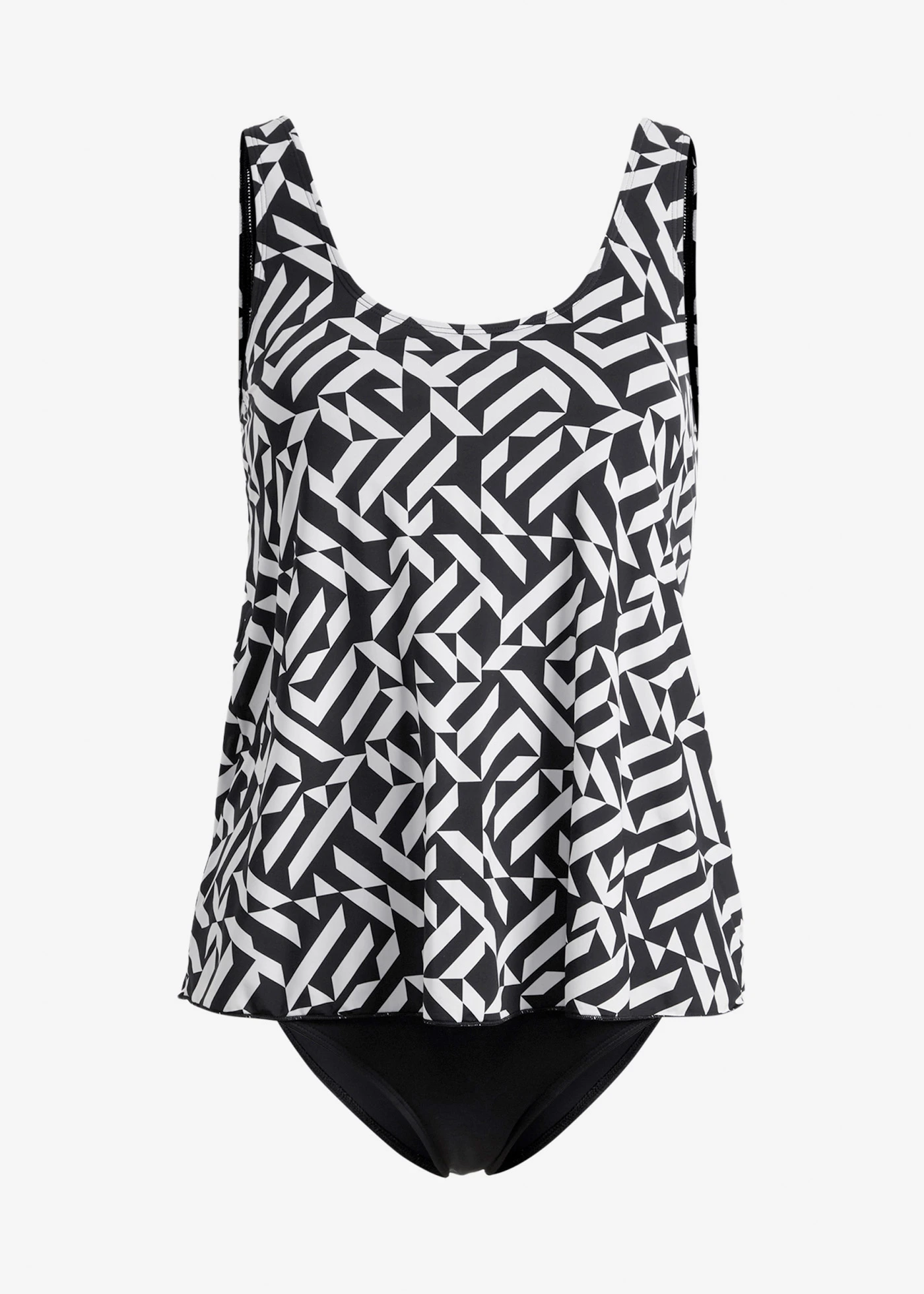 Elegant badpak in tankini-look • zwart/wit • bonprix online shop