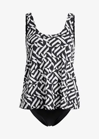 Badpak in tankini-look • zwart/wit • bonprix online shop