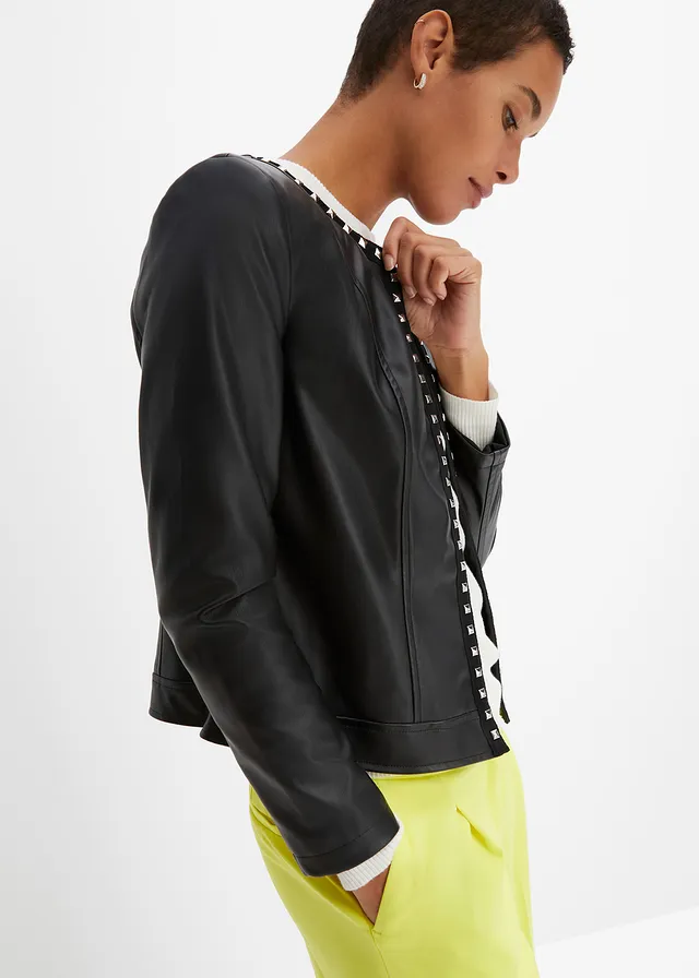 Imitatieleren blazer met studs • zwart • product-page.page-title-suffix