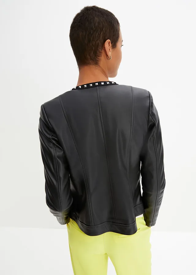 Imitatieleren blazer met studs • zwart • product-page.page-title-suffix