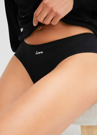 Brazilské kalhotky (4 ks v balení) • černá + bílá + světle modrá • bonprix obchod