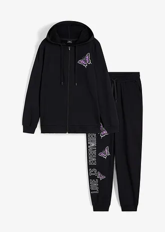 Costum de casă, cu buzunare • negru imprimat • magazin bonprix