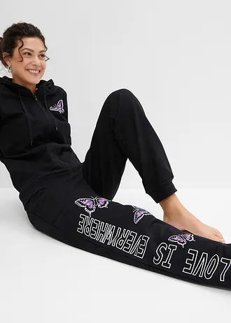 Costum de casă, cu buzunare • negru imprimat • magazin bonprix