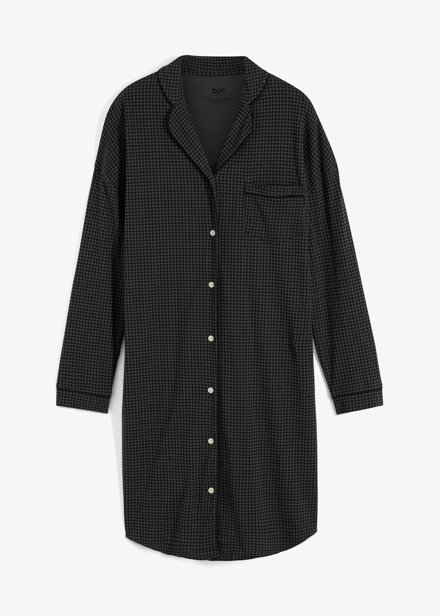 Cămașă de noapte oversize din bumbac 100% • negru/gri • magazin bonprix