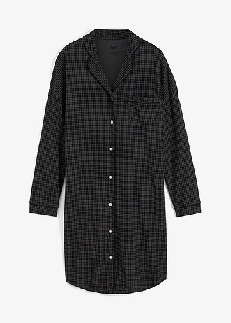 Cămașă de noapte oversize din bumbac 100% • negru/gri • magazin bonprix