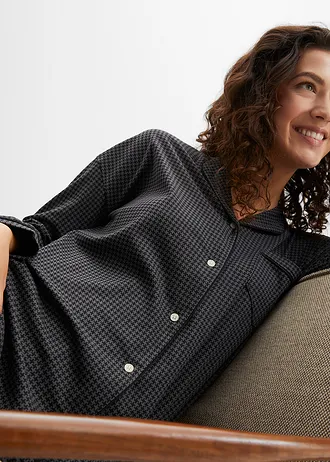 Cămașă de noapte oversize din bumbac 100% • negru/gri • magazin bonprix