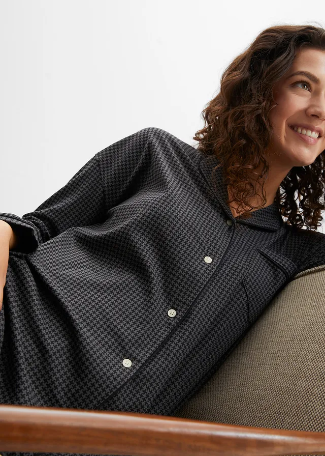 Oversized nachthemd met knoopsluting • zwart/leisteengrijs • product-page.page-title-suffix