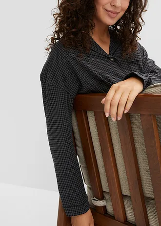 Cămașă de noapte oversize din bumbac 100% • negru/gri • magazin bonprix