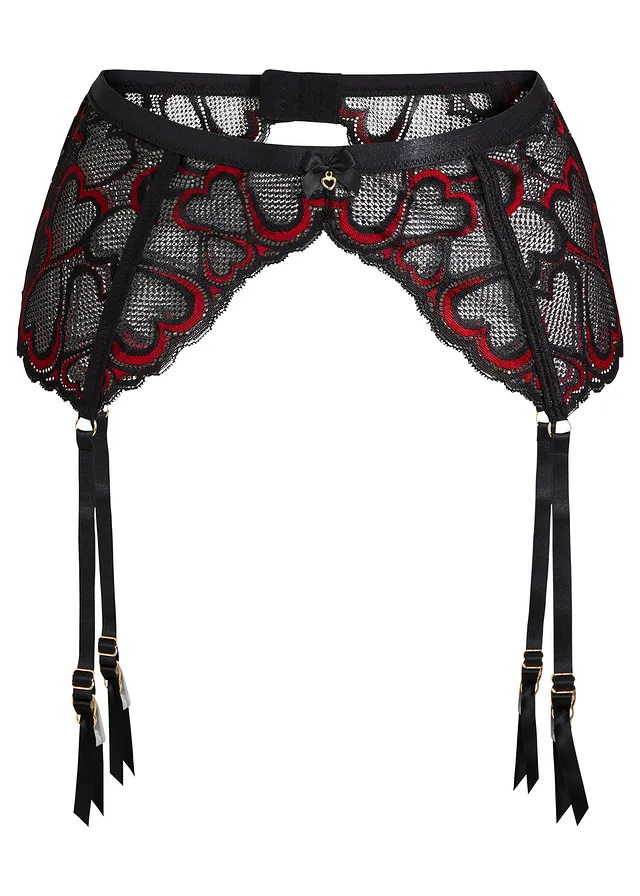 Centură portjartier cu dantelă fină • negru-roşu-salsa • magazin bonprix