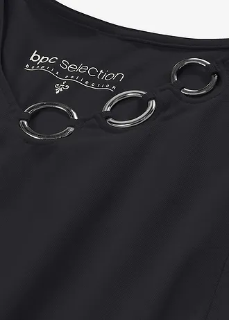 Tričko s dlouhým rukávem a kroužky • černá • bonprix obchod