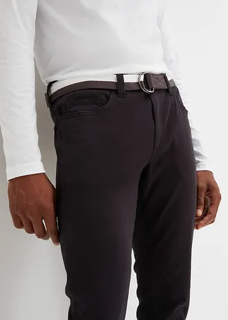 Regular fit stretch broek met riem, straight • zwart • bonprix online shop