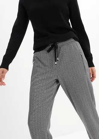 Pantalon chaud avec taille élastique • écru/noir graphique • Boutique bonprix