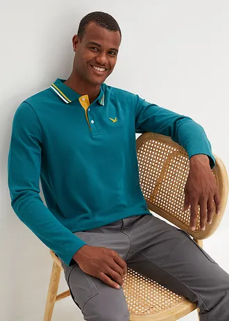 Poloshirt van biologisch katoen (set van 2), Kleur: petrol+donkerblauw