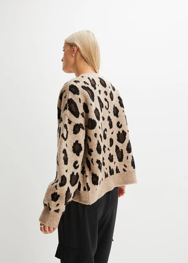Gilet en maille léopard • beige chiné-noir-marron foncé léopard • product-page.page-title-suffix