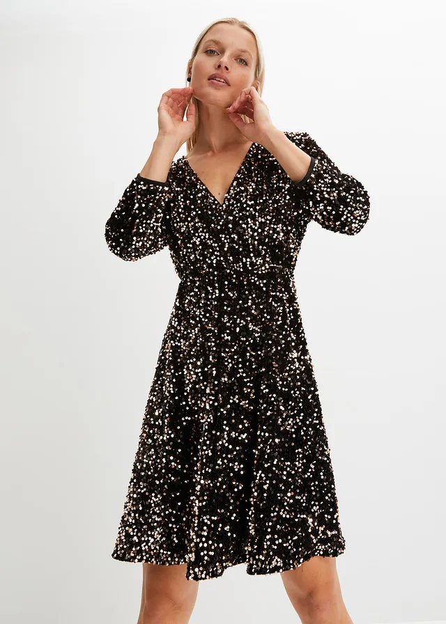 Robe à sequins, Couleur: noir/doré rose