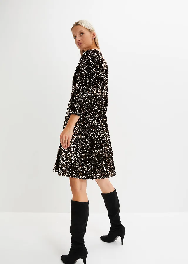 Robe à sequins, Couleur: noir/doré rose