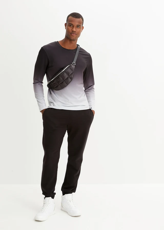 Lot de 2 pantalons de jogging, Couleur: gris chiné + noir