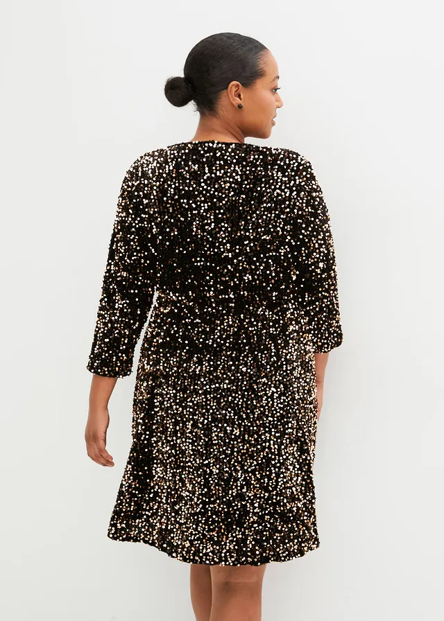 Robe à sequins, Couleur: noir/doré rose