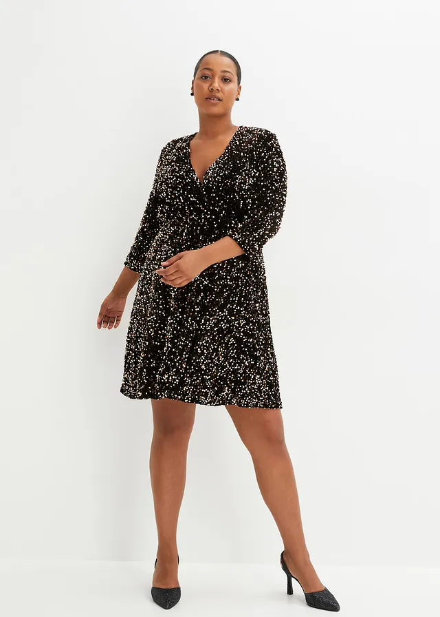 Robe à sequins, Couleur: noir/doré rose