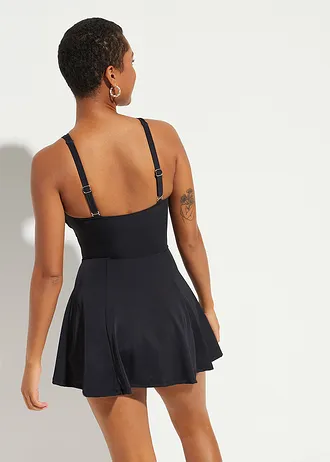 Robe de bain sculptante avec mesh transparent, maintien modéré • noir • Boutique bonprix