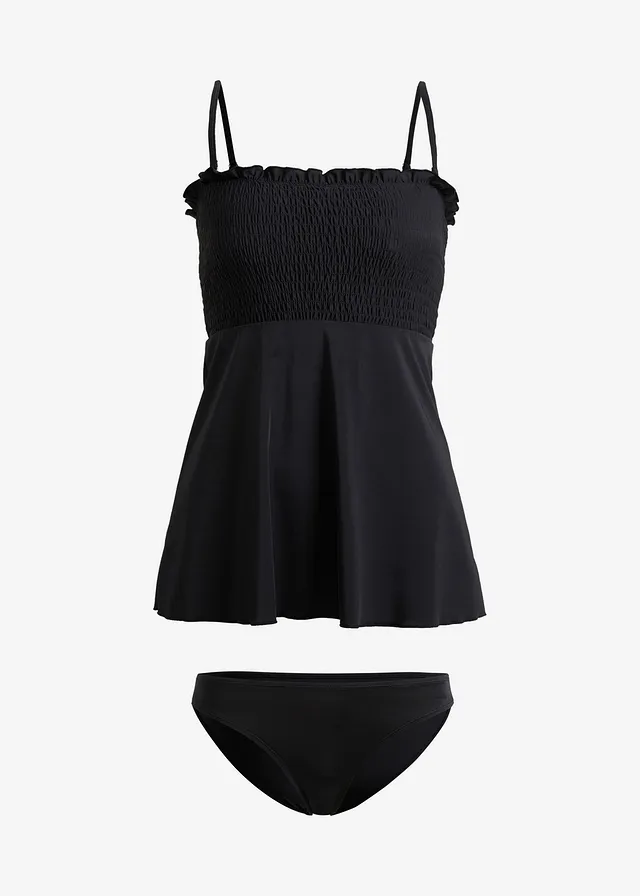Costum de baie tankini bandeau cu fronseuri (set/2 piese)