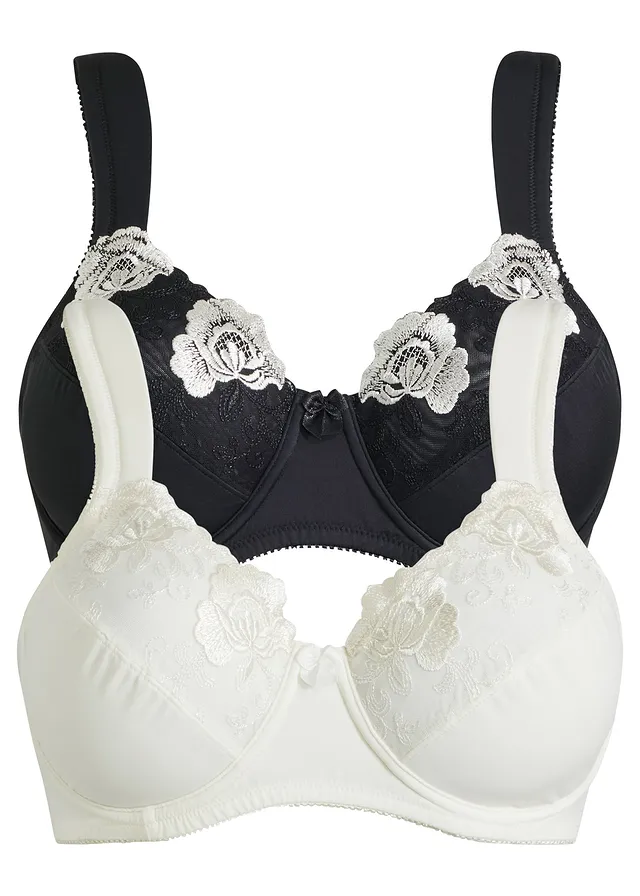 Minimizer bh met gewatteerde schouderbandjes. (set van 2), Kleur: kobaltturkoois+grijs gebloemd