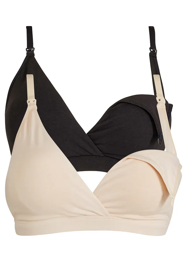Sutien pentru alăptare fără armătură cu bumbac organic (set/2 buc.)