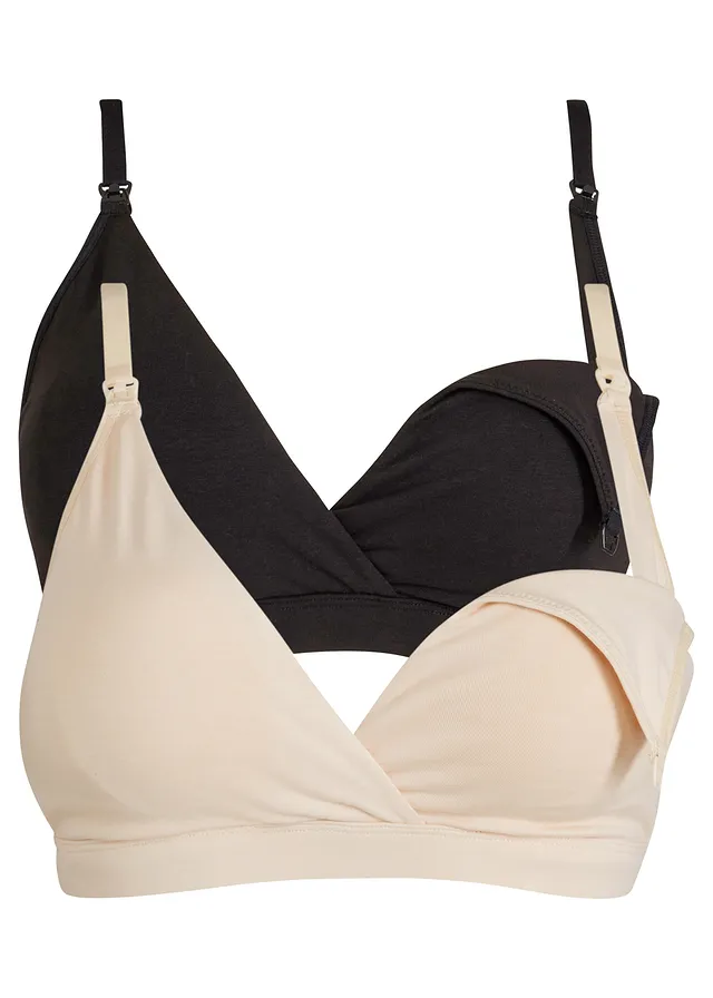 Sutien pentru alăptare fără armătură cu bumbac organic (set/2 buc.)