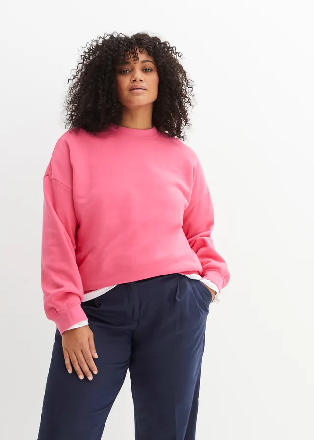 Oversized sweater van puur katoen, Kleur: pink