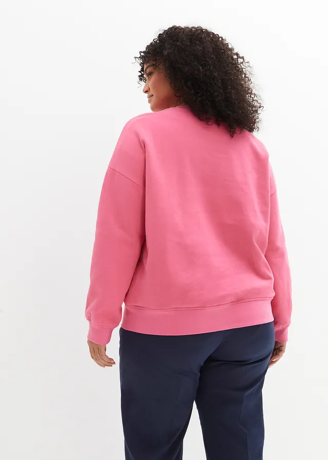 Oversized sweater van puur katoen, Kleur: pink