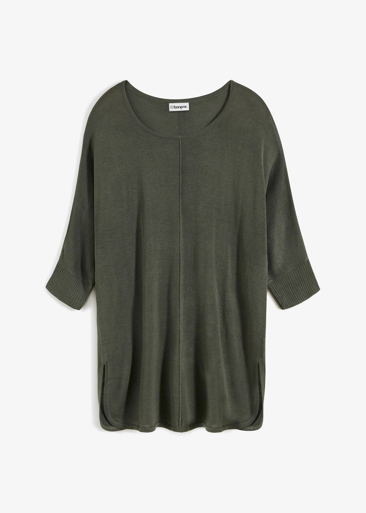 Sweter z cienkiej dzianiny z rękawami 3/4 • zielony eukaliptusowy • sklep bonprix