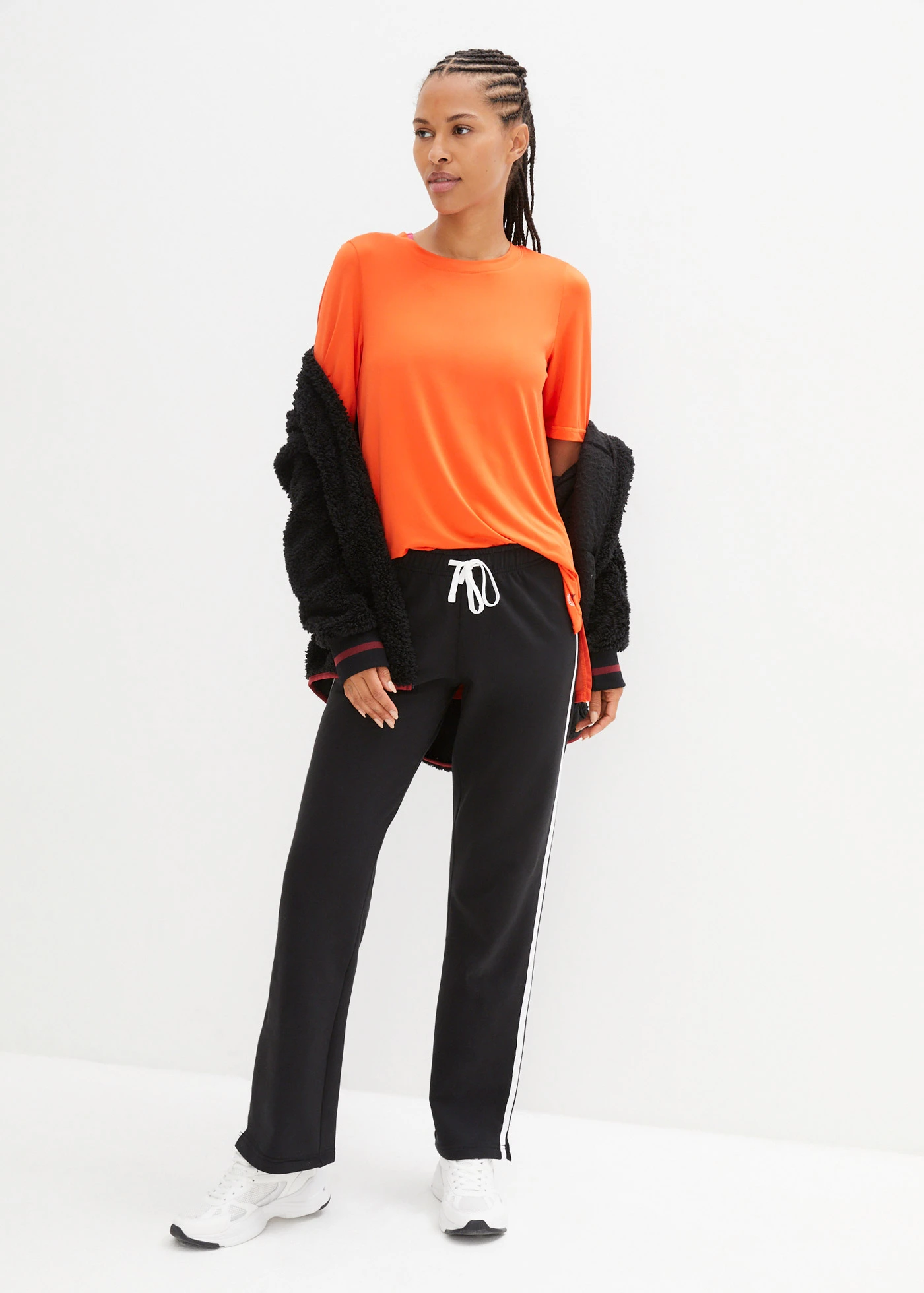 Pantalon sweat 100% coton • noir rayé • Boutique bonprix