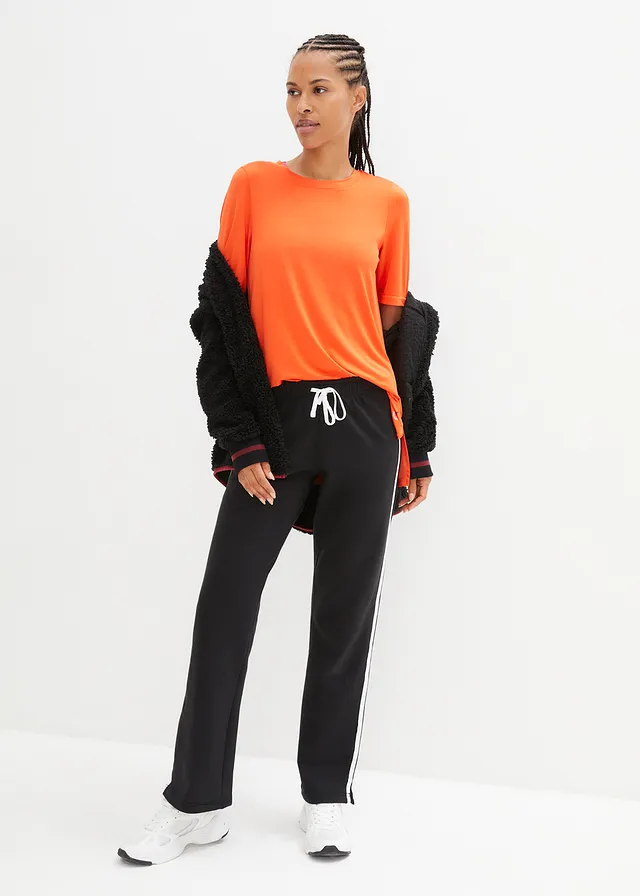 Pantalon sweat 100% coton, Couleur: noir rayé