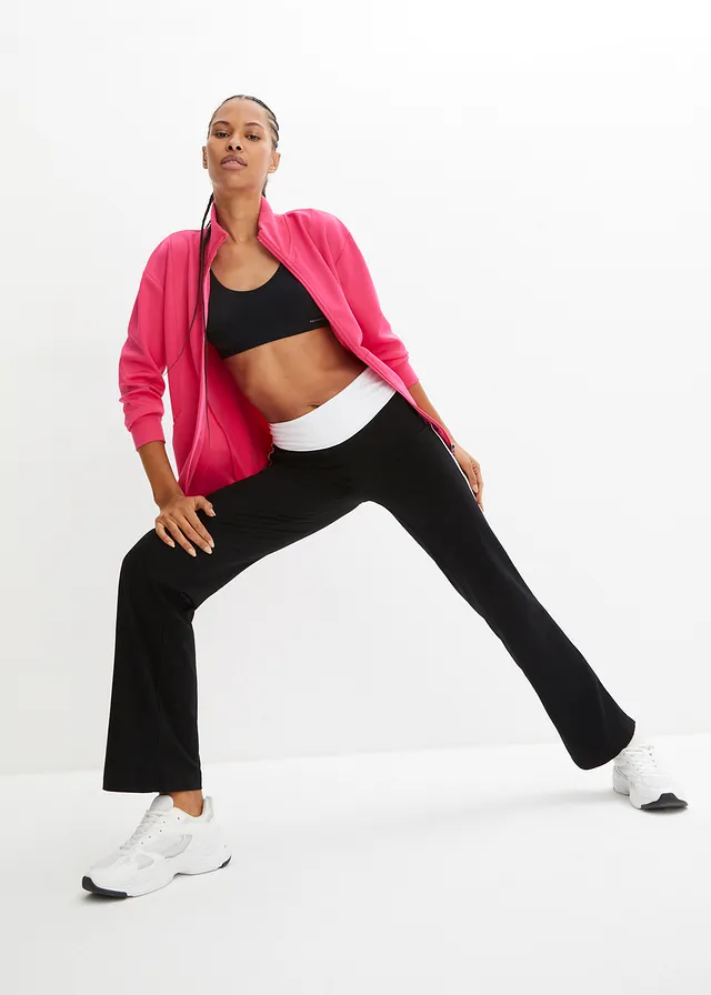 Pantalon de sport en coton extensible, Couleur: noir