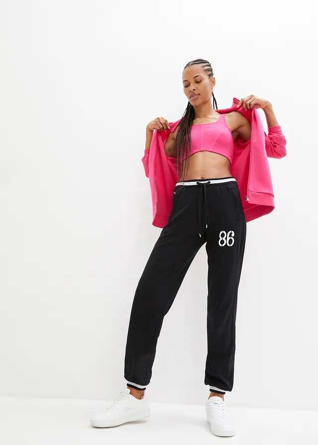 Pantalon sweat en matière extensible, Couleur: noir
