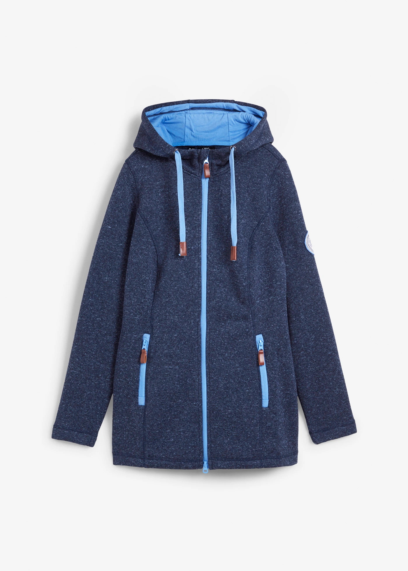 Veste en polaire tricoté à capuche • bleu foncé chiné • Boutique bonprix