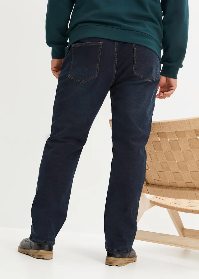Strečové termo džíny Straight s pohodlným pasem, Relaxed Fit, barva: tmavý denim-béžová