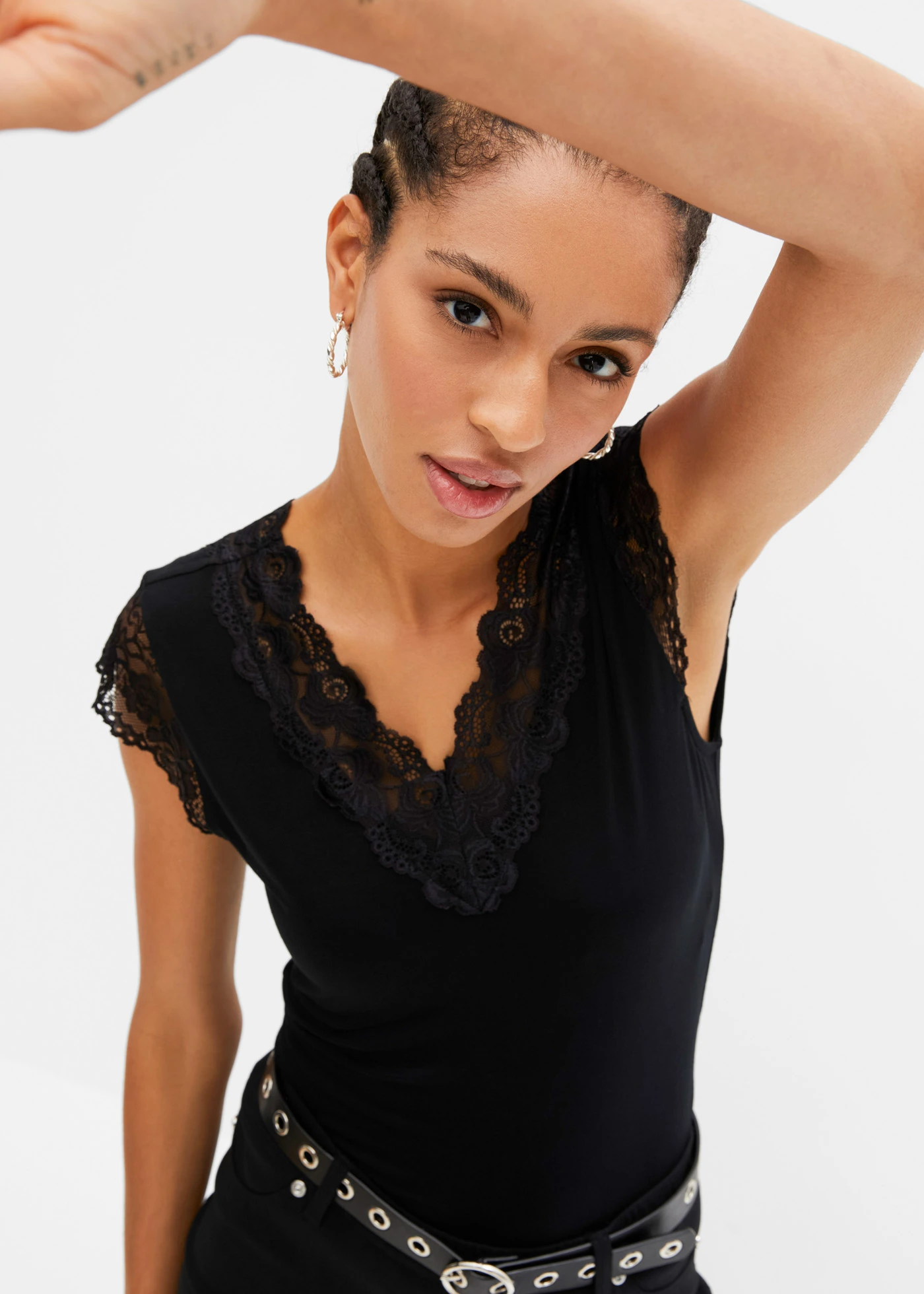 T-shirt doux en viscose extensible • noir • Boutique bonprix