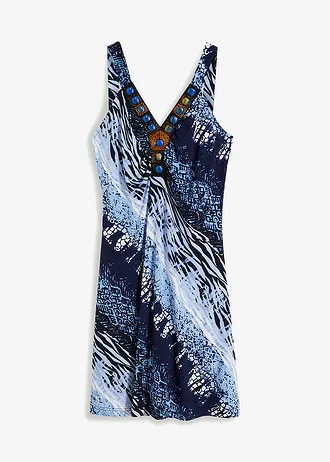 Žerzejové šaty ve střihu do A • modro-bílá s potiskem • bonprix obchod