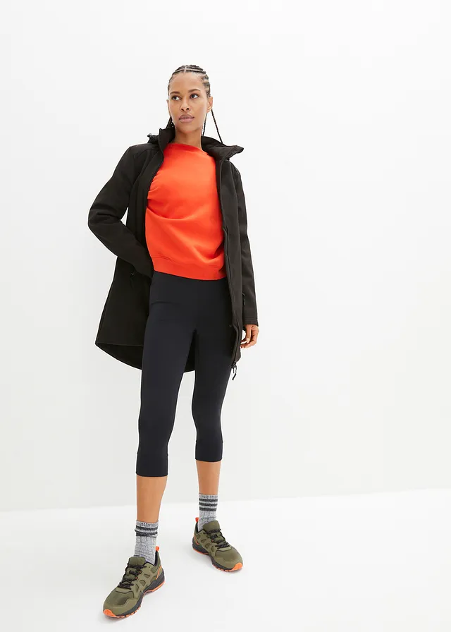 Legging 3/4 technique, séchage rapide, Couleur: noir