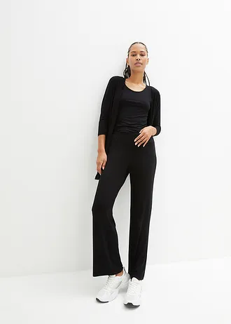 Loungewear huispak met viscose (3-dlg. set), Kleur: zwart