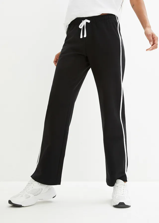 Lot de 2 pantalons en molleton épais 100% coton, Couleur: noir + noir