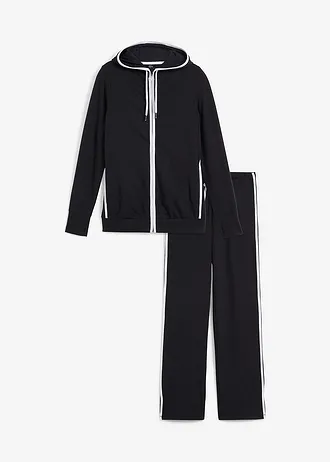 Trening din bumbac, stretch  (set/2 piese) • negru • magazin bonprix