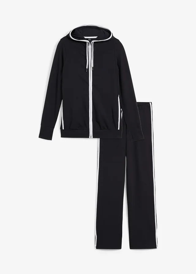 Trening din bumbac, stretch  (set/2 piese) • negru • magazin bonprix