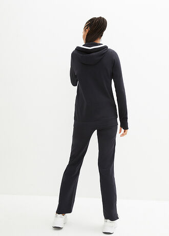 Stretch joggingpak van katoen (2-dlg. set), Kleur: zwart